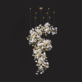 Art Design Ceramic Ginkgo Chandelier for Living Room/Staircase/Entryway/Foyer
