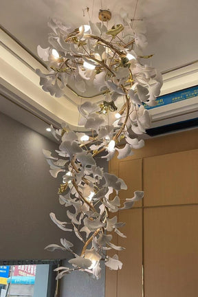 Art Design Ceramic Ginkgo Chandelier for Living Room/Staircase/Entryway/Foyer
