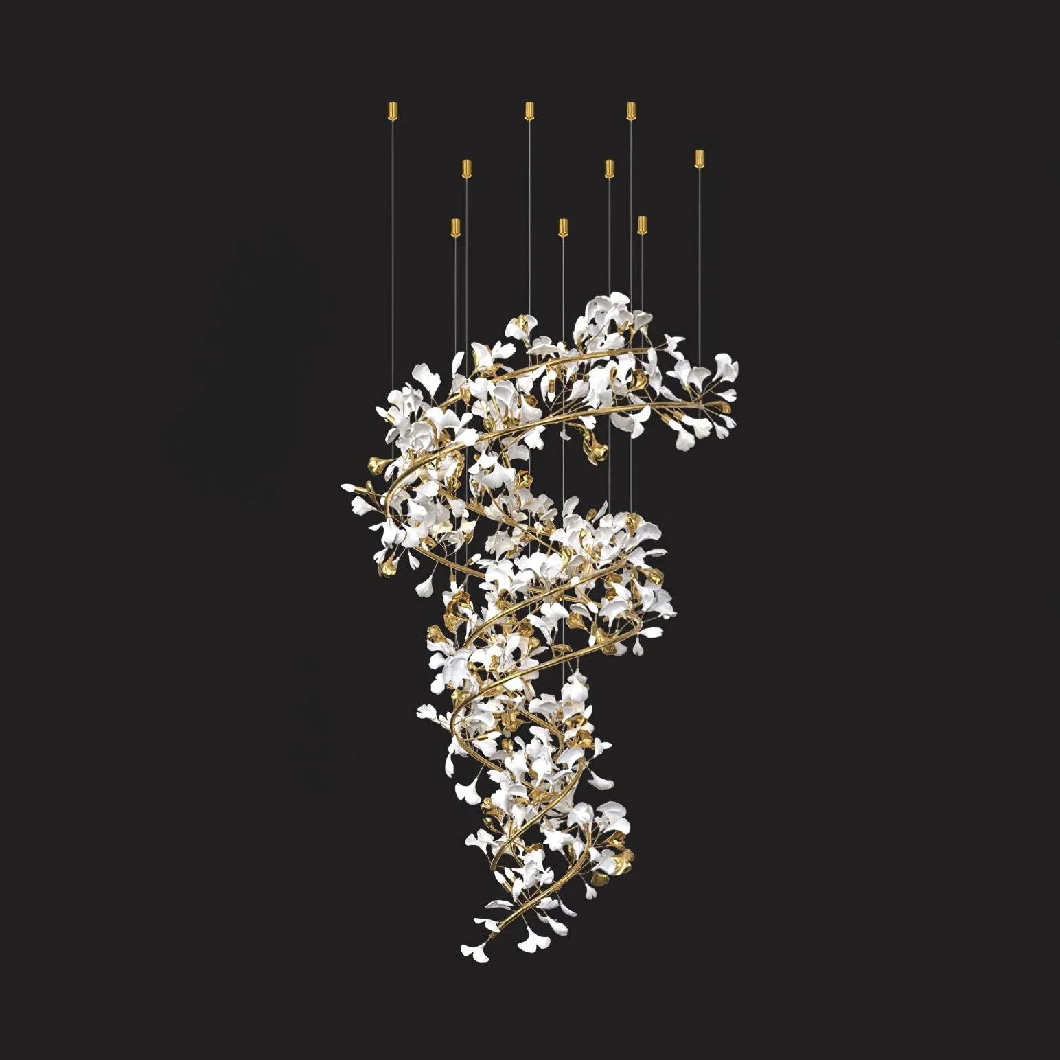 Art Design Ceramic Ginkgo Chandelier for Living Room/Staircase/Entryway/Foyer