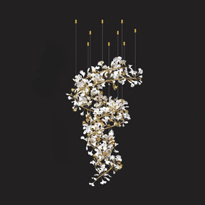 Art Design Ceramic Ginkgo Chandelier for Living Room/Staircase/Entryway/Foyer