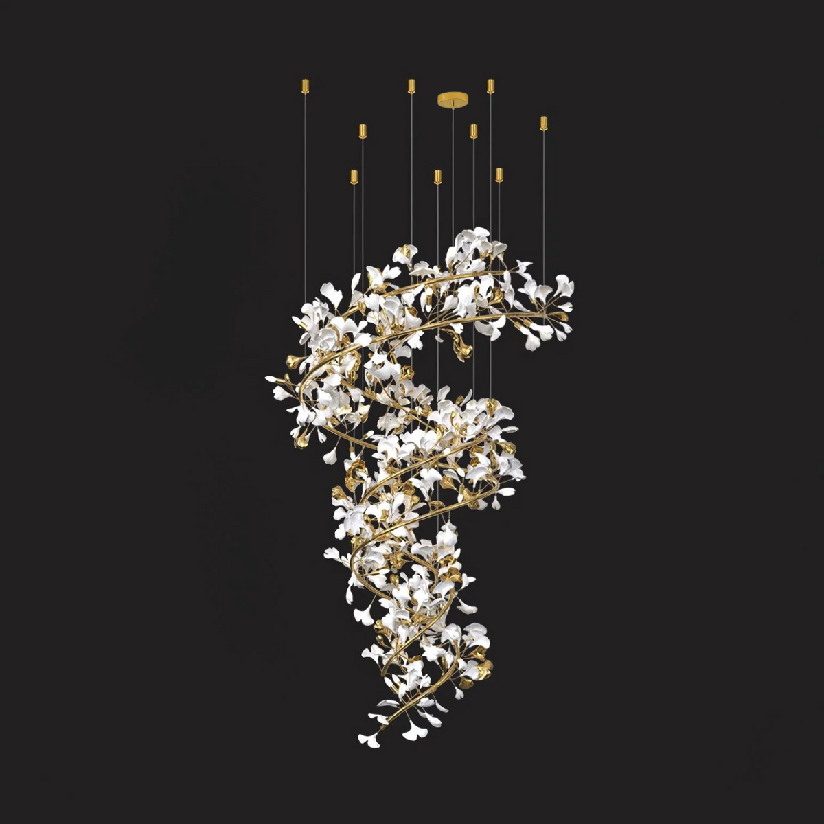 Art Design Ceramic Ginkgo Chandelier for Living Room/Staircase/Entryway/Foyer