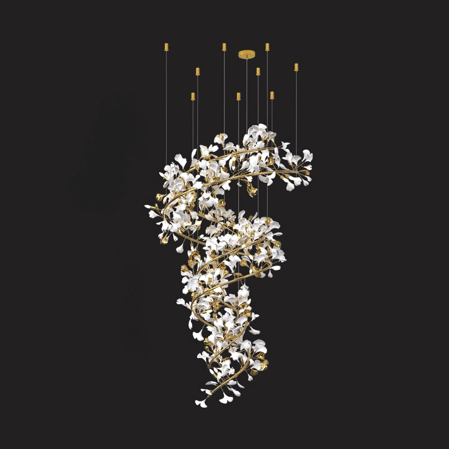 Art Design Ceramic Ginkgo Chandelier for Living Room/Staircase/Entryway/Foyer