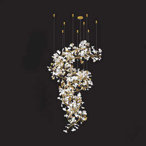 Art Design Ceramic Ginkgo Chandelier for Living Room/Staircase/Entryway/Foyer