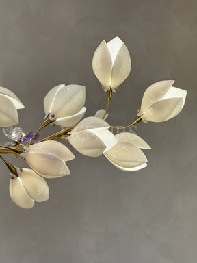 Art Design Creative Ceramic Magnolia Ring/Linear Chandelier for Bedroom/Living Room/Dining Room/Kitchen Island
