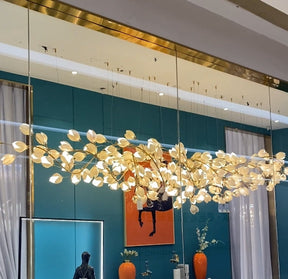 Art Design Creative Ceramic Magnolia Ring/Linear Chandelier for Bedroom/Living Room/Dining Room/Kitchen Island