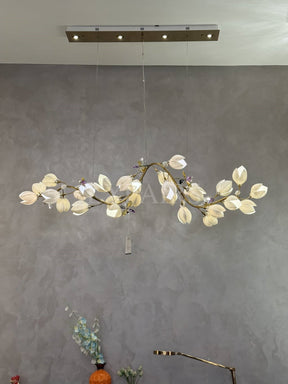 Art Design Creative Ceramic Magnolia Ring/Linear Chandelier for Bedroom/Living Room/Dining Room/Kitchen Island