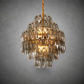 Chandelier Cascade Hand Blown Faceted Glass Artisan Murano Style