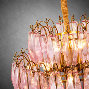 Chandelier Cascade Hand Blown Faceted Glass Artisan Murano Style