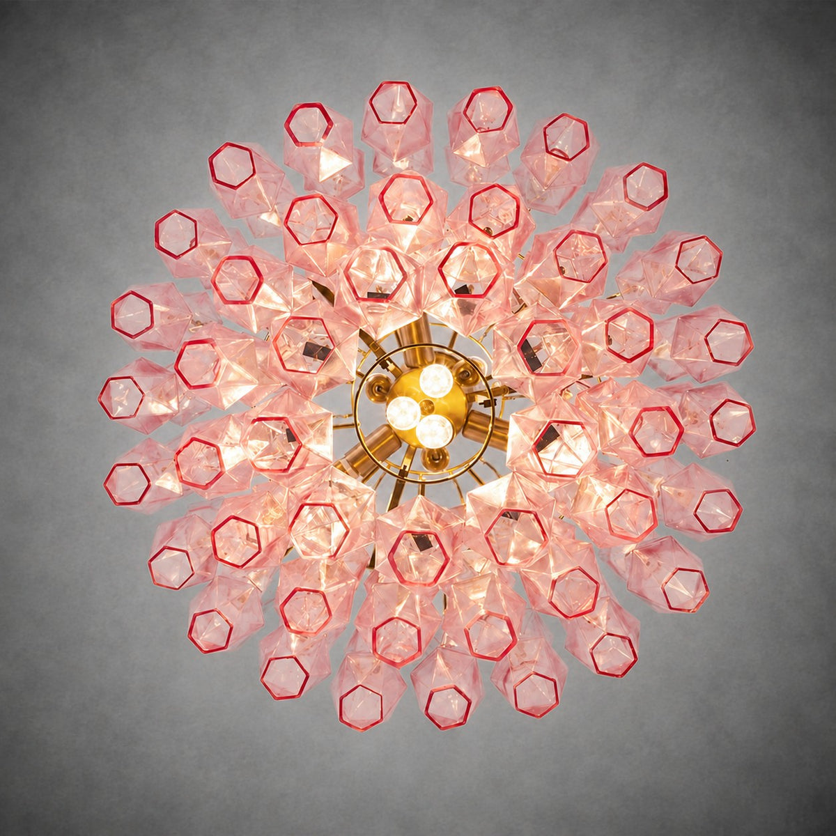 Chandelier Cascade Hand Blown Faceted Glass Artisan Murano Style