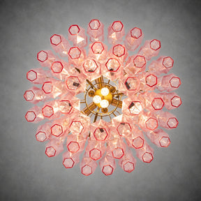 Chandelier Cascade Hand Blown Faceted Glass Artisan Murano Style