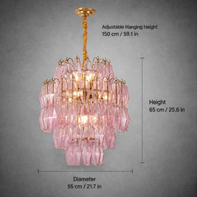 Chandelier Cascade Hand Blown Faceted Glass Artisan Murano Style