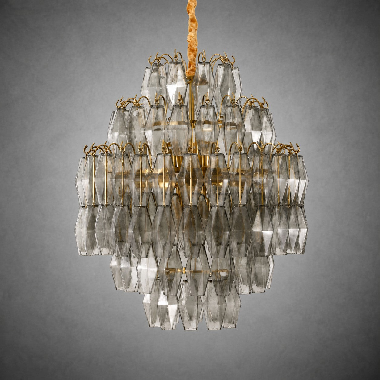 Chandelier Cascade Hand Blown Faceted Glass Artisan Murano Style