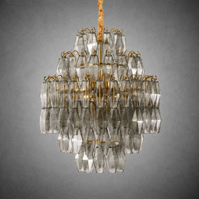 Chandelier Cascade Hand Blown Faceted Glass Artisan Murano Style