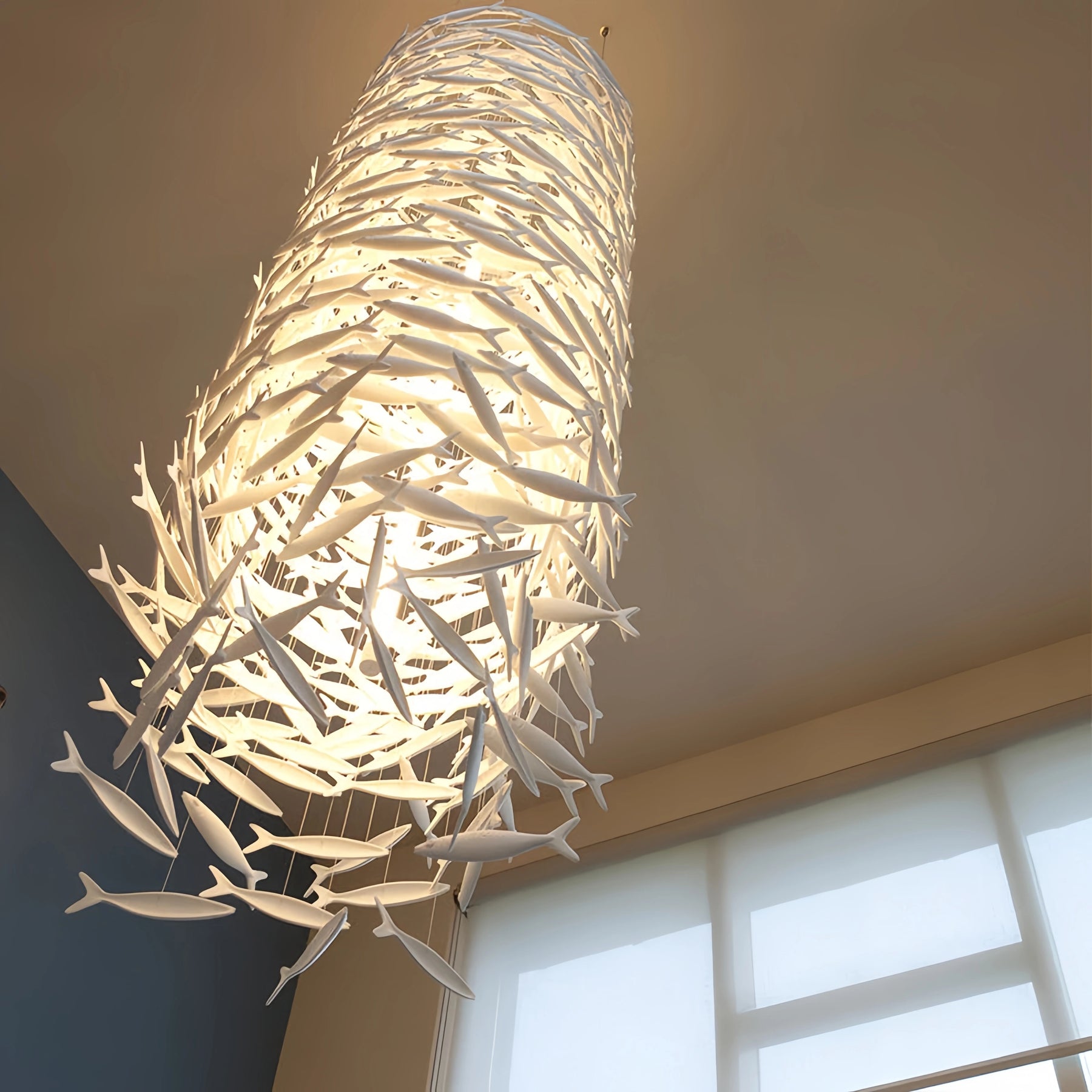 Artistic Porcelain Fish Chandelier – Unique Dining Room Lighting Fixture