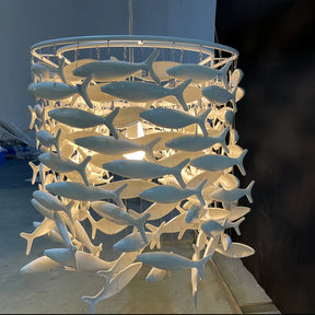 Artistic Porcelain Fish Chandelier – Unique Dining Room Lighting Fixture