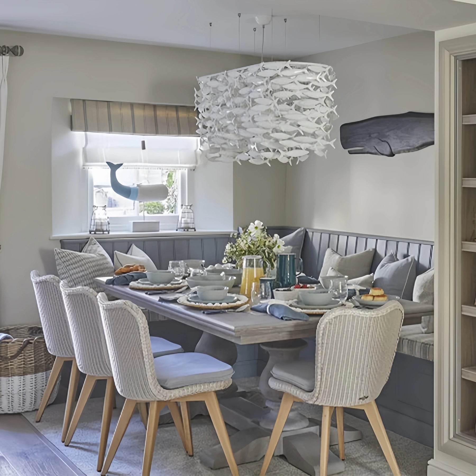 Artistic Porcelain Fish Chandelier – Unique Dining Room Lighting Fixture