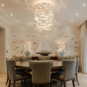 Artistic Porcelain Fish Chandelier – Unique Dining Room Lighting Fixture