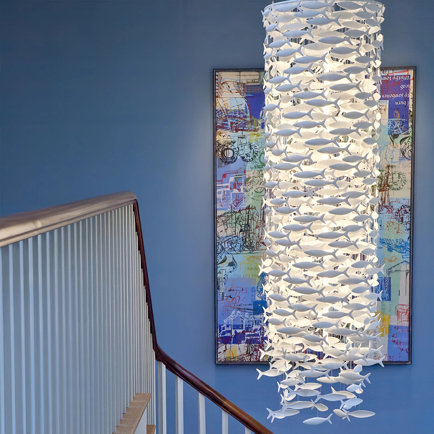 Artistic Porcelain Fish Chandelier – Unique Dining Room Lighting Fixture