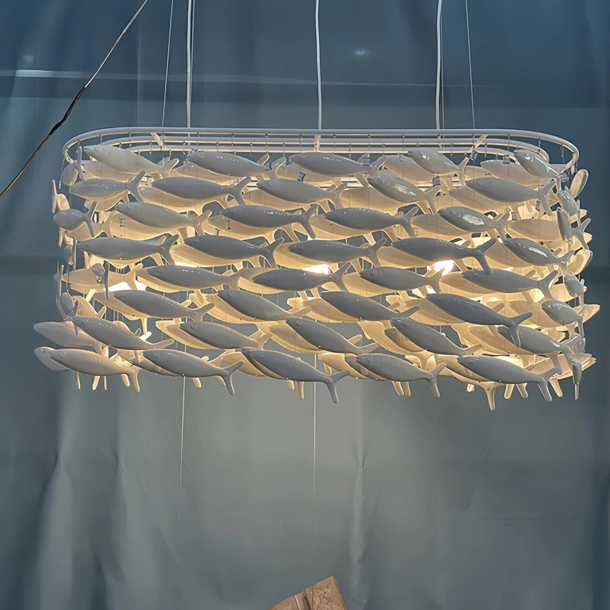 Artistic Porcelain Fish Chandelier – Unique Dining Room Lighting Fixture