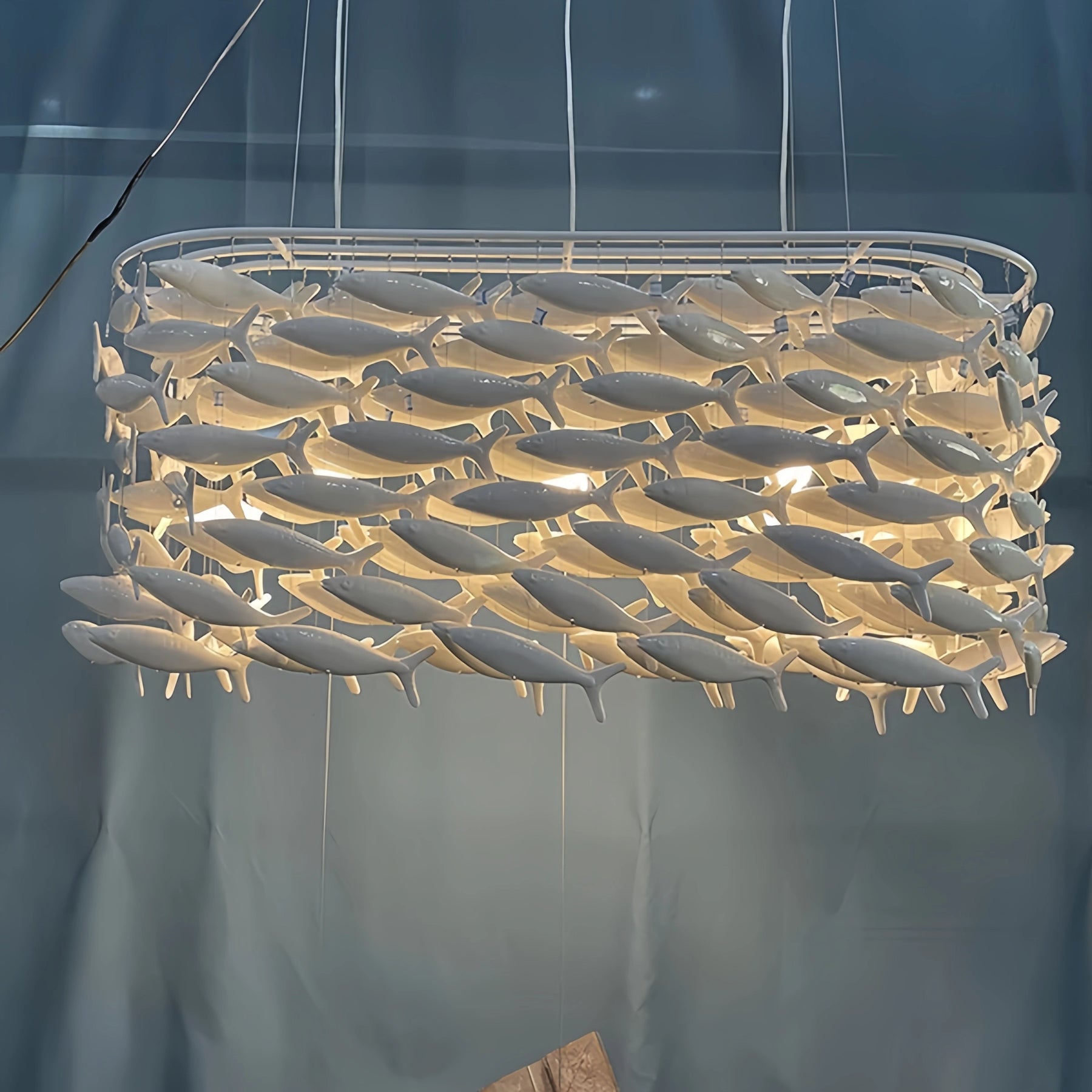 Artistic Porcelain Fish Chandelier – Unique Dining Room Lighting Fixture