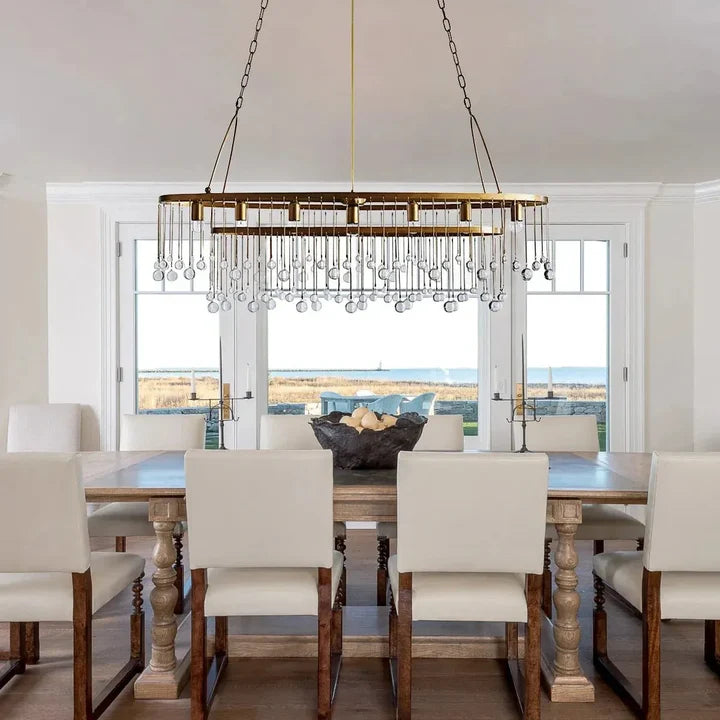 Aubrey Oval Crystal Ball 7 Light Chandelier