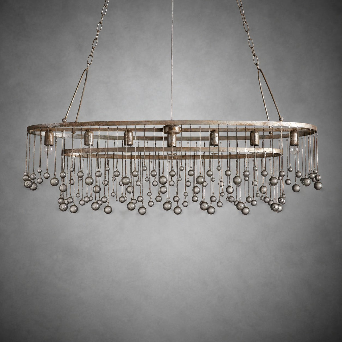 Aubrey Oval Crystal Ball 7 Light Chandelier