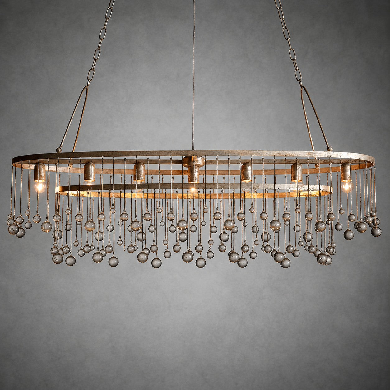 Aubrey Oval Crystal Ball 7 Light Chandelier