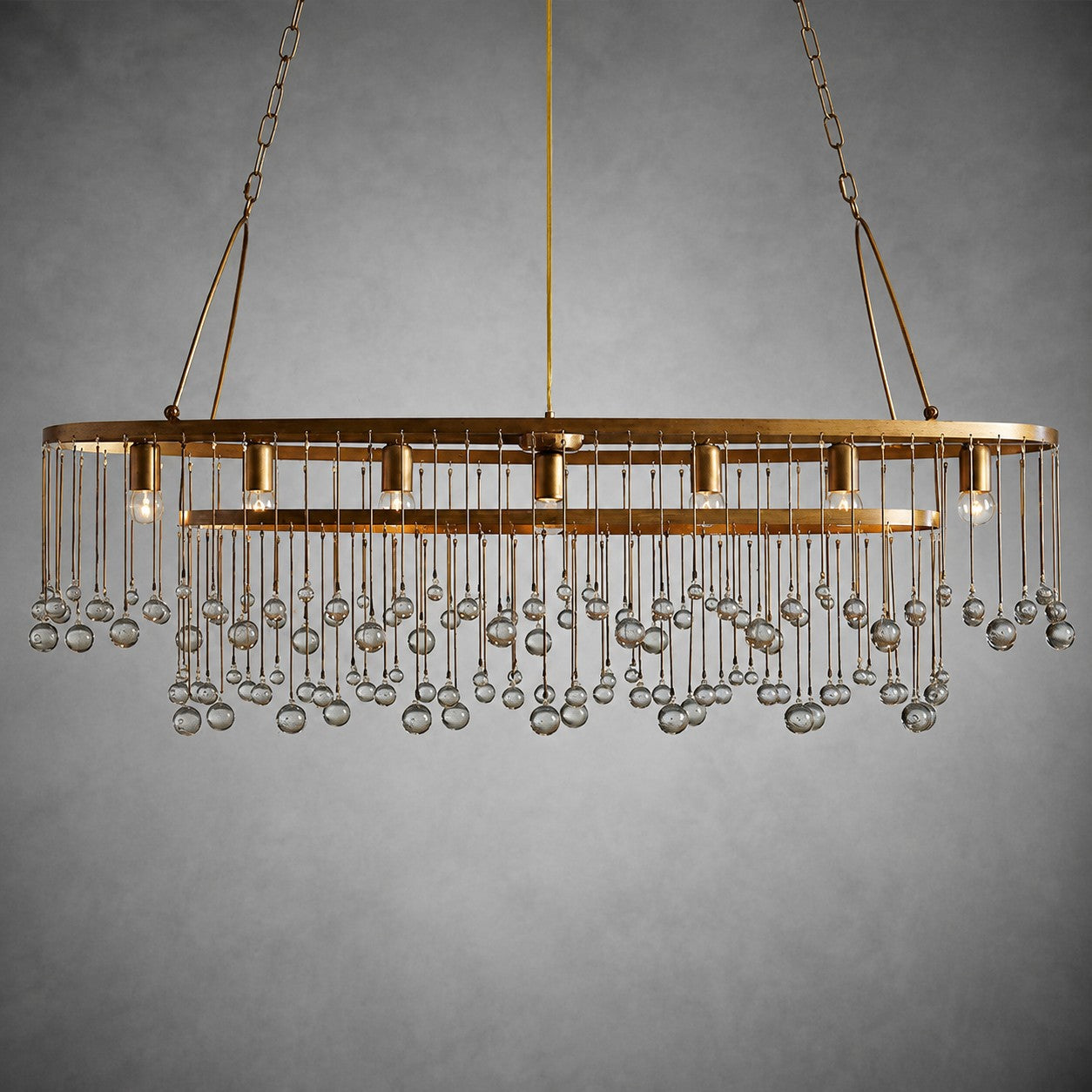 Aubrey Oval Crystal Ball 7 Light Chandelier