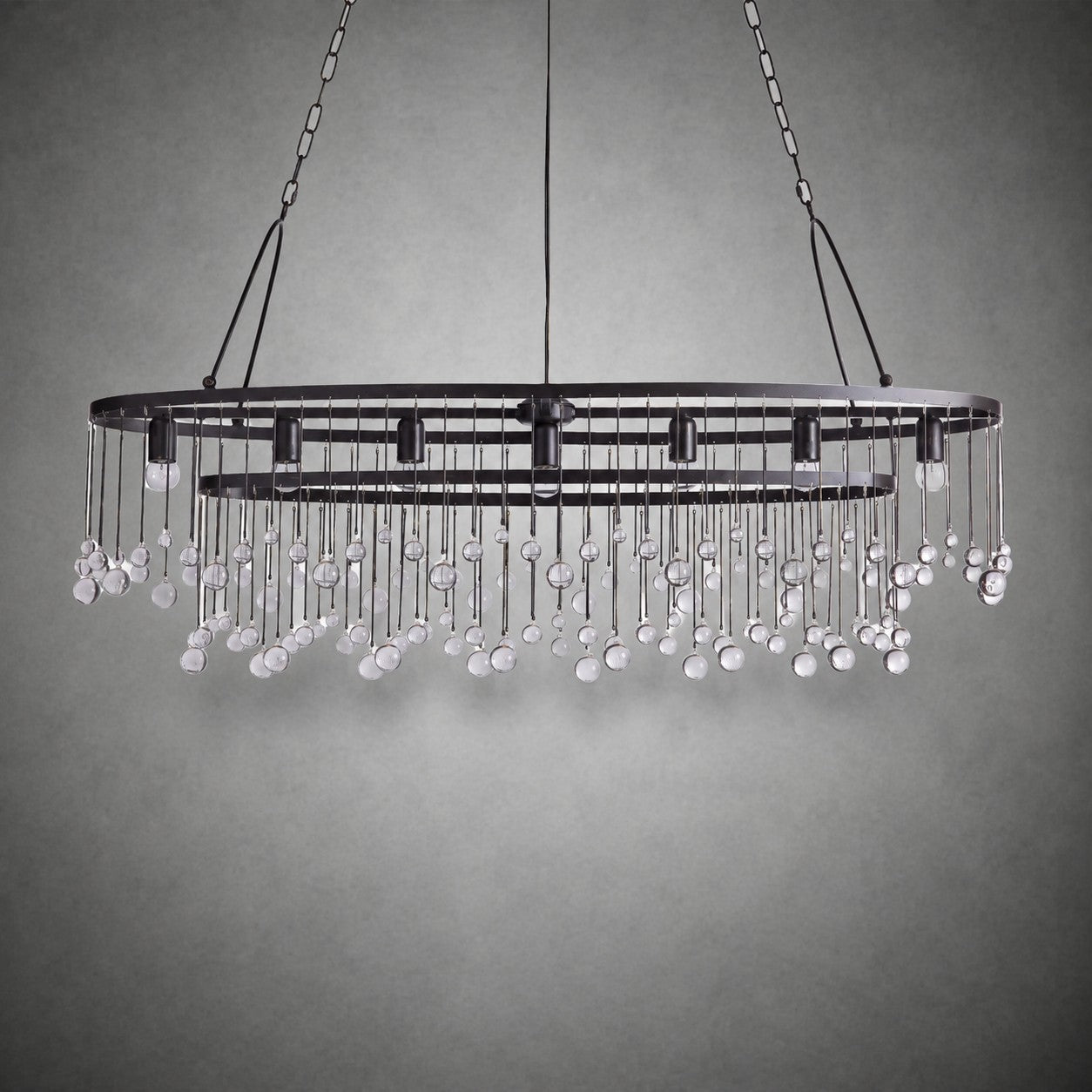 Aubrey Oval Crystal Ball 7 Light Chandelier
