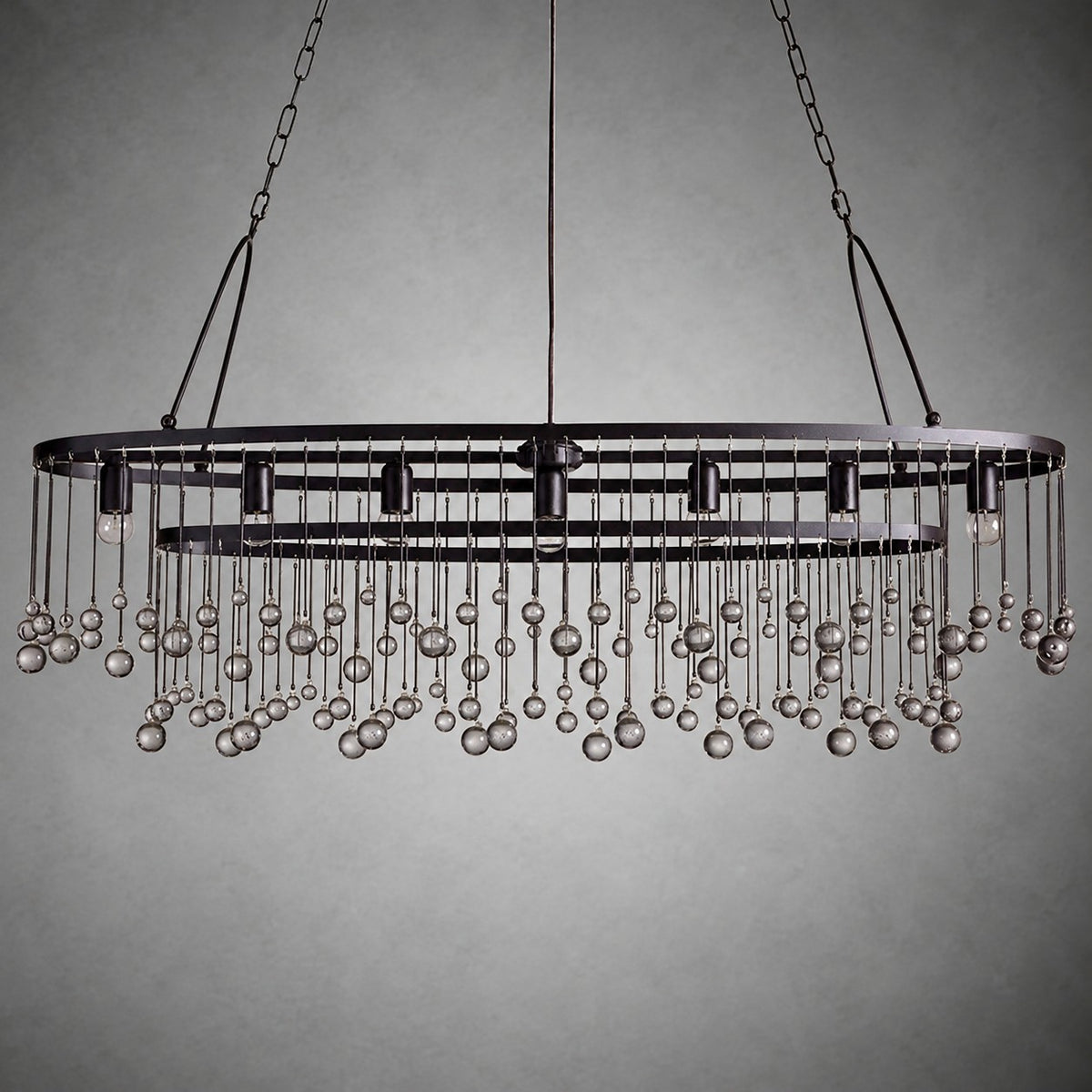 Aubrey Oval Crystal Ball 7 Light Chandelier