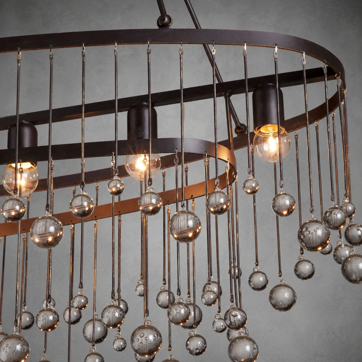 Aubrey Oval Crystal Ball 7 Light Chandelier