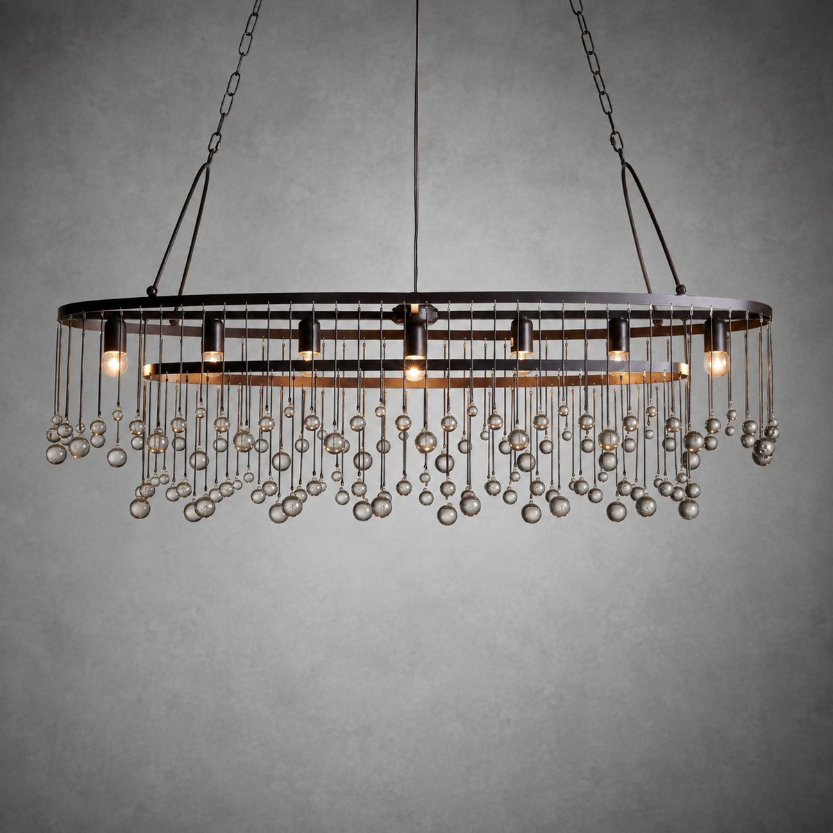 Aubrey Oval Crystal Ball 7 Light Chandelier