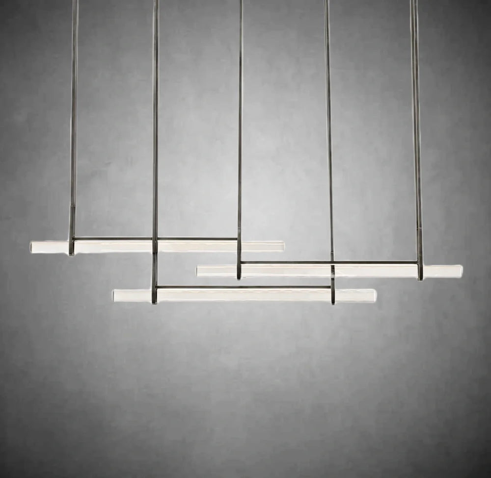 Auduben Crystal Triple Bar Linear Chandelier