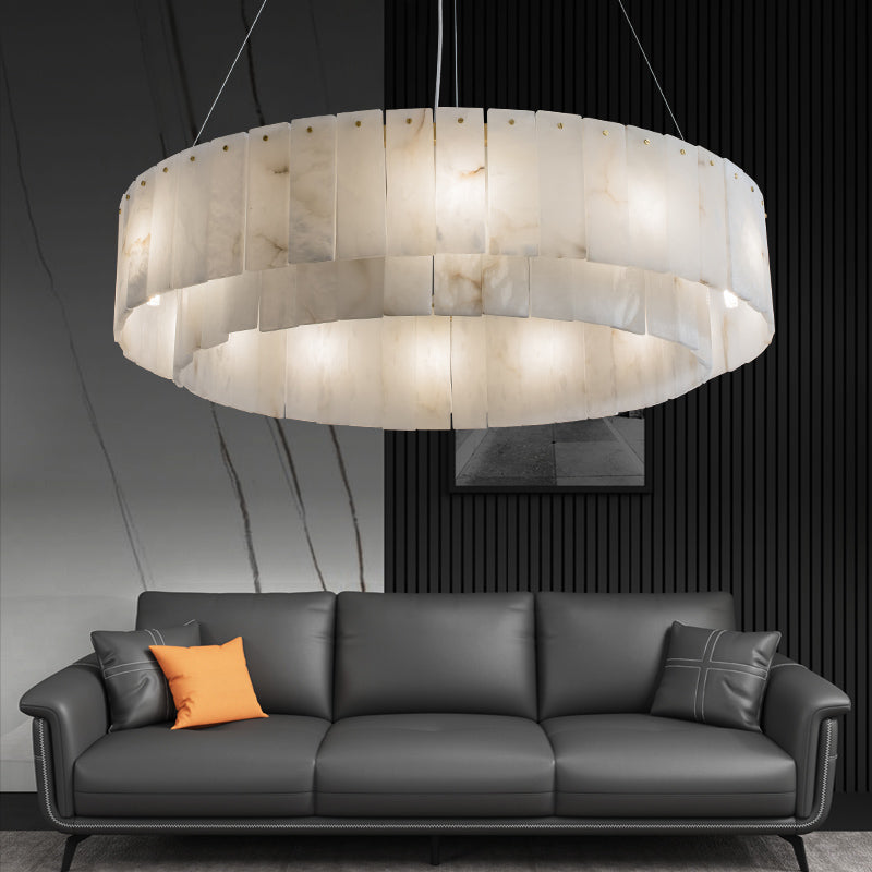 Aurelia Handcrafted White Round Chandelier, Living Room Chandelier