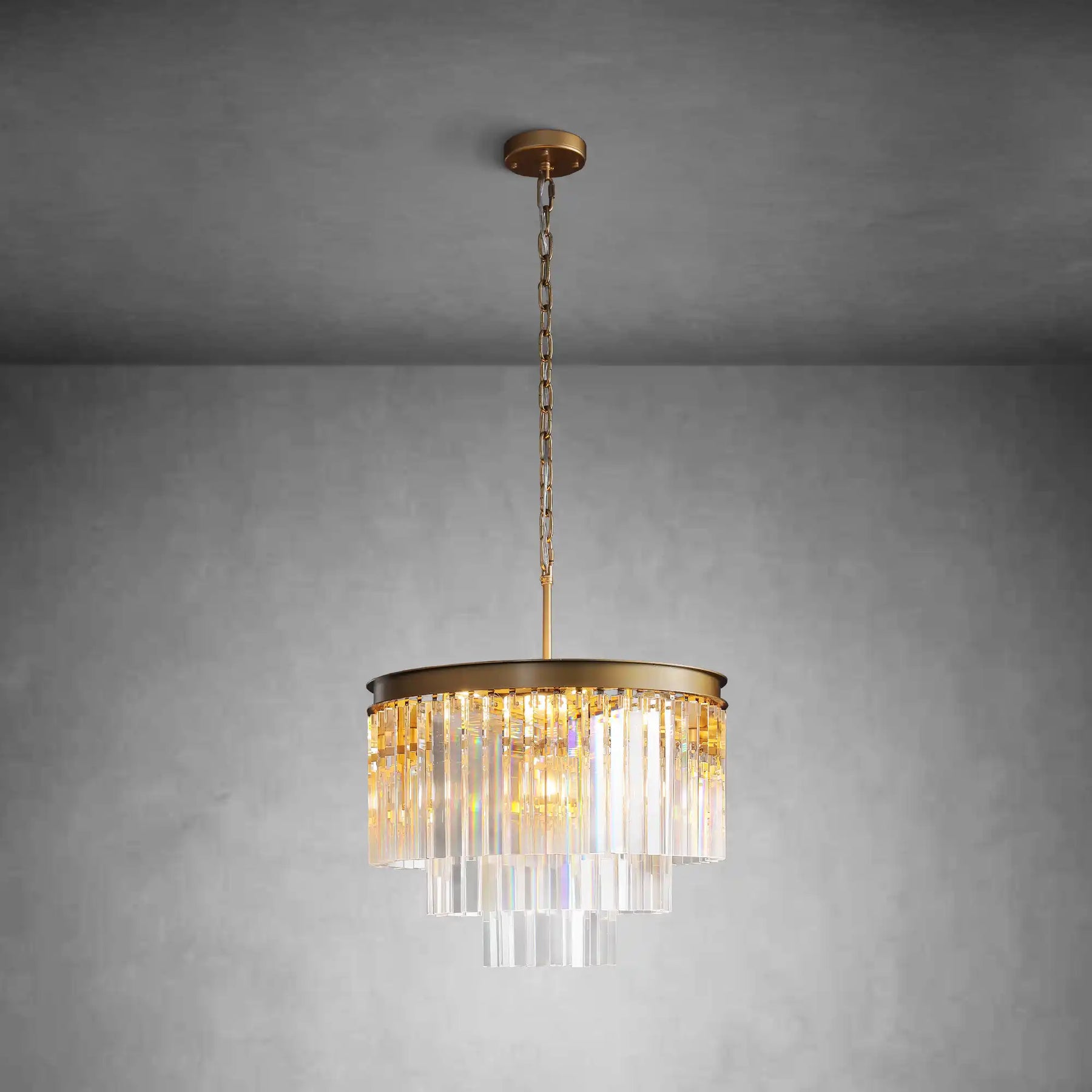 Aurora Series K9 Crystal Tiered Round Chandelier 19" 31" 43" For Living Room Dinning Room