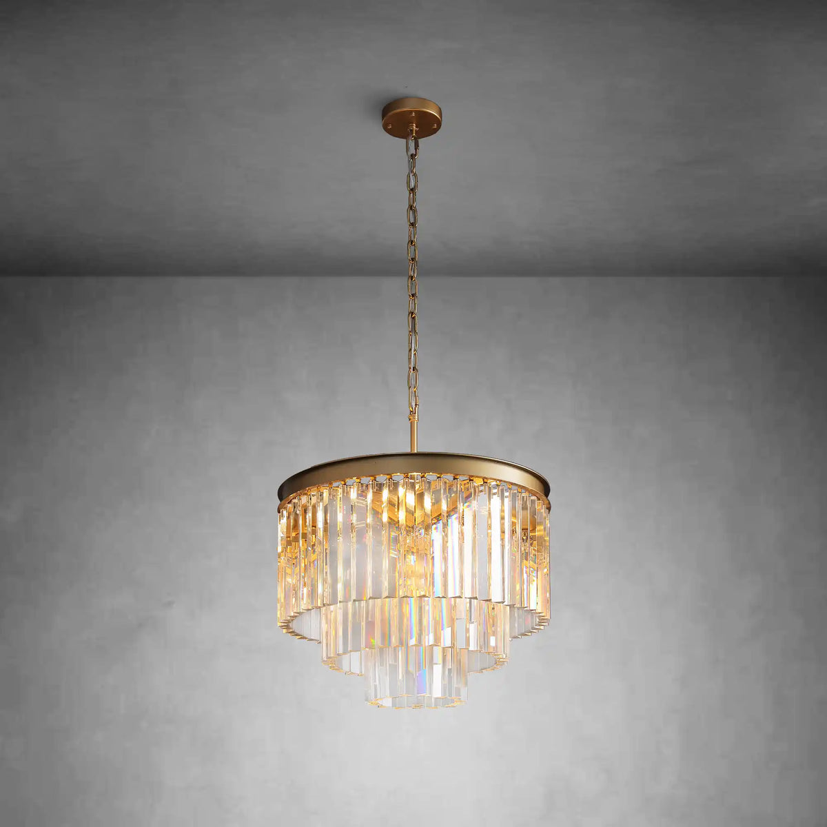 Aurora Series K9 Crystal Tiered Round Chandelier 19" 31" 43" For Living Room Dinning Room