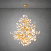 Moon Ring Ceramic Ginkgo Leaf Staircase Chandelier D1200 - Gold