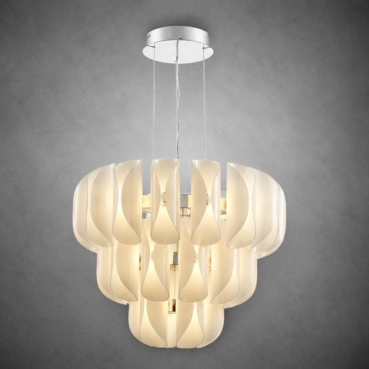 Helena Tiered Modern Glass Chandelier 31" D