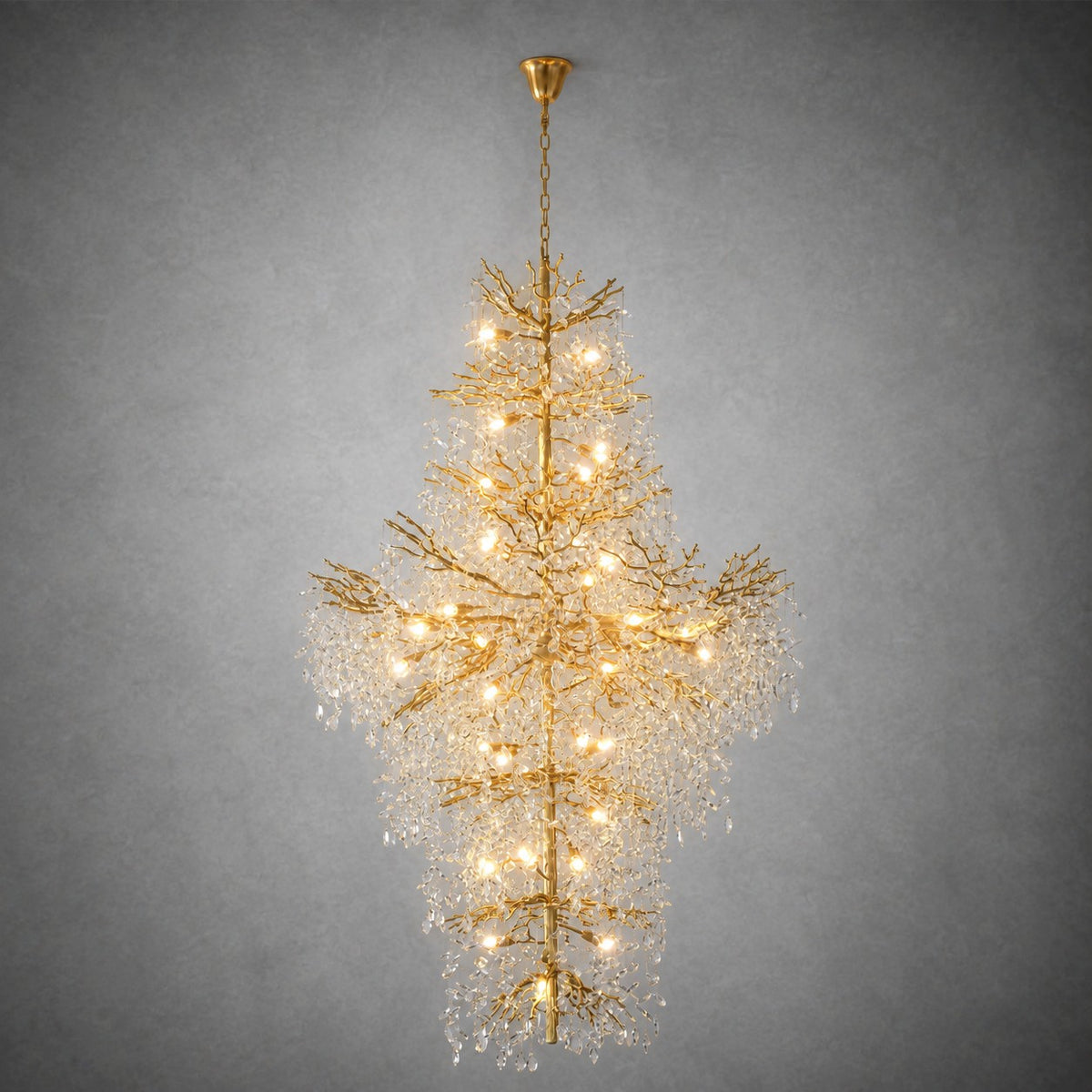 Marquise Double-Layer Branch Staircase Chandelier 2300 - Gold