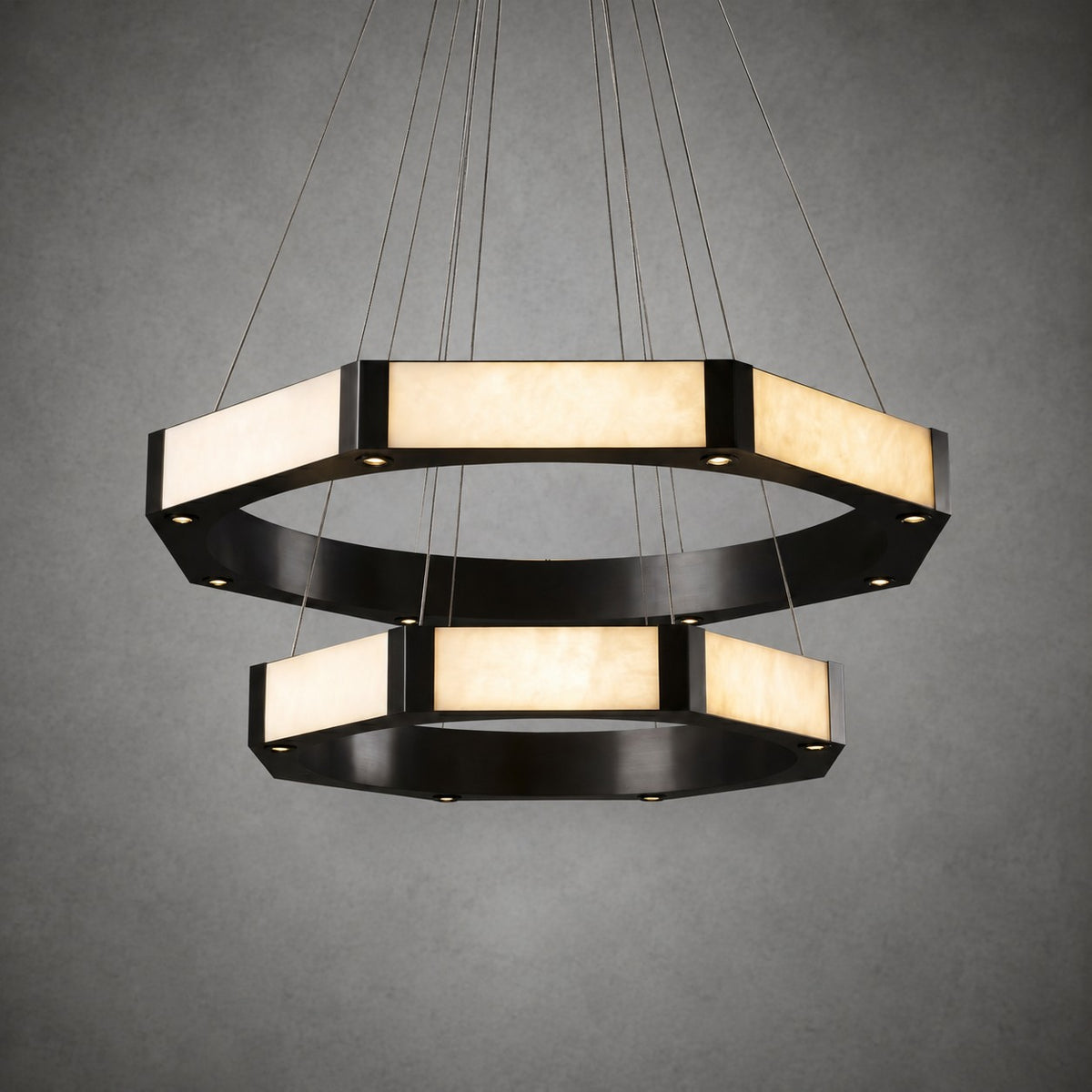 Facetra Hexagonal Black Ring Chandelier