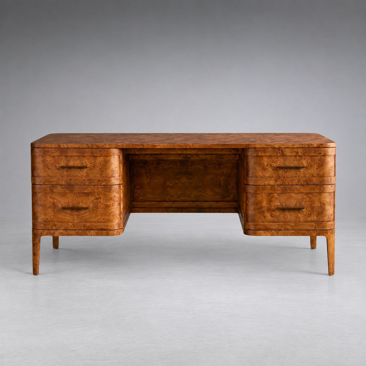 Mappa Burl Wood Curved Workspace Table