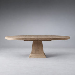 Round Oak Extension Dining Table with Leaves