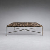 Square Hammered Metal and Marble Coffee Table