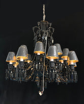 Bacara Inspired 18 Lights Black Chandelier Lustre Baccarat Crystal Lighting with Lampshades