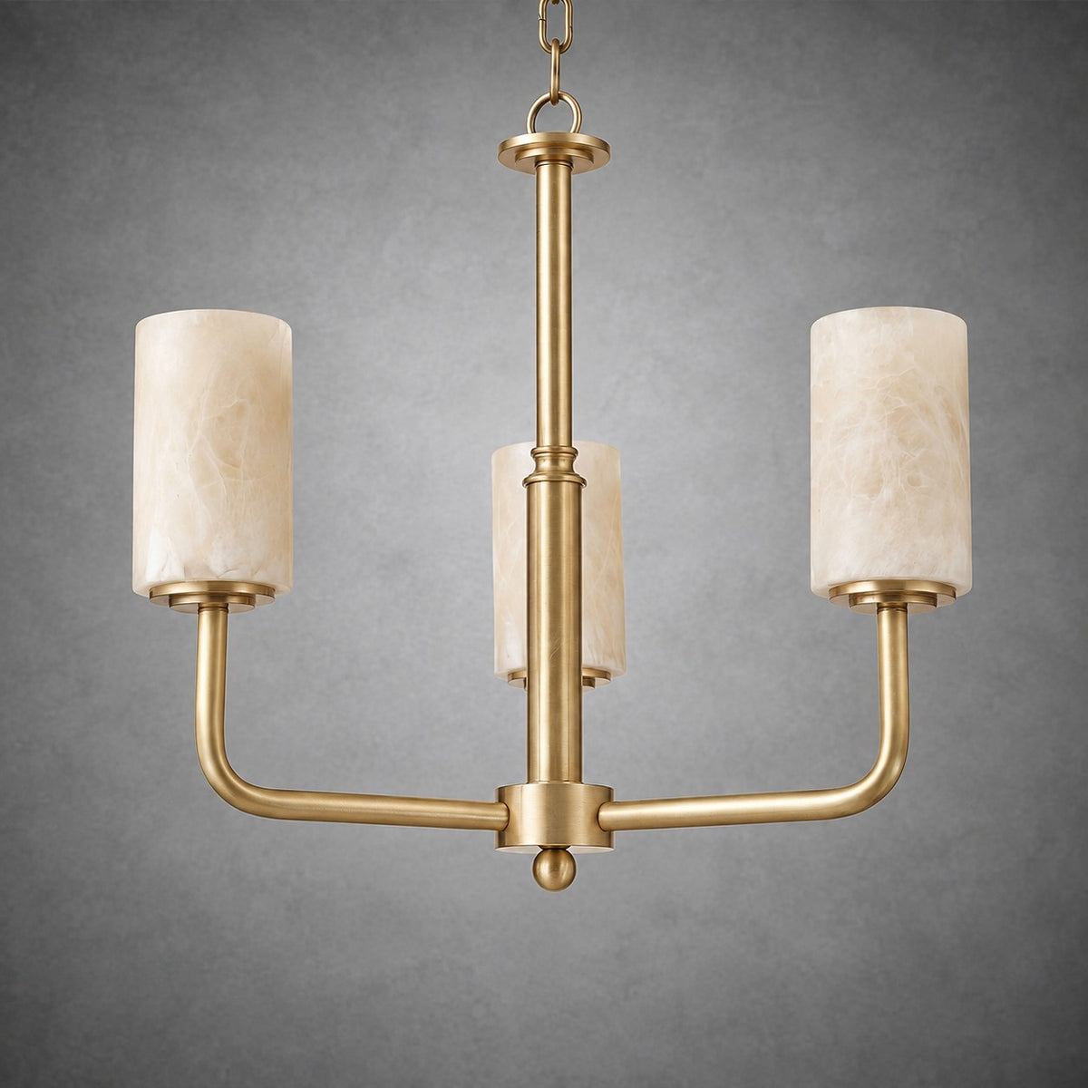 Brass 3-Arm Cylinder Alabaster Pendant Light