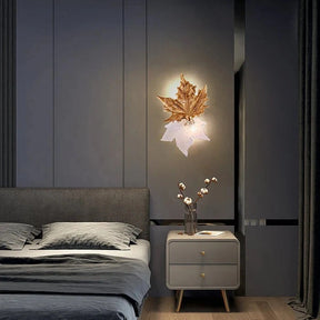 Bahir Modern Maple Leaf Brass Wall Sconces For Bedroom