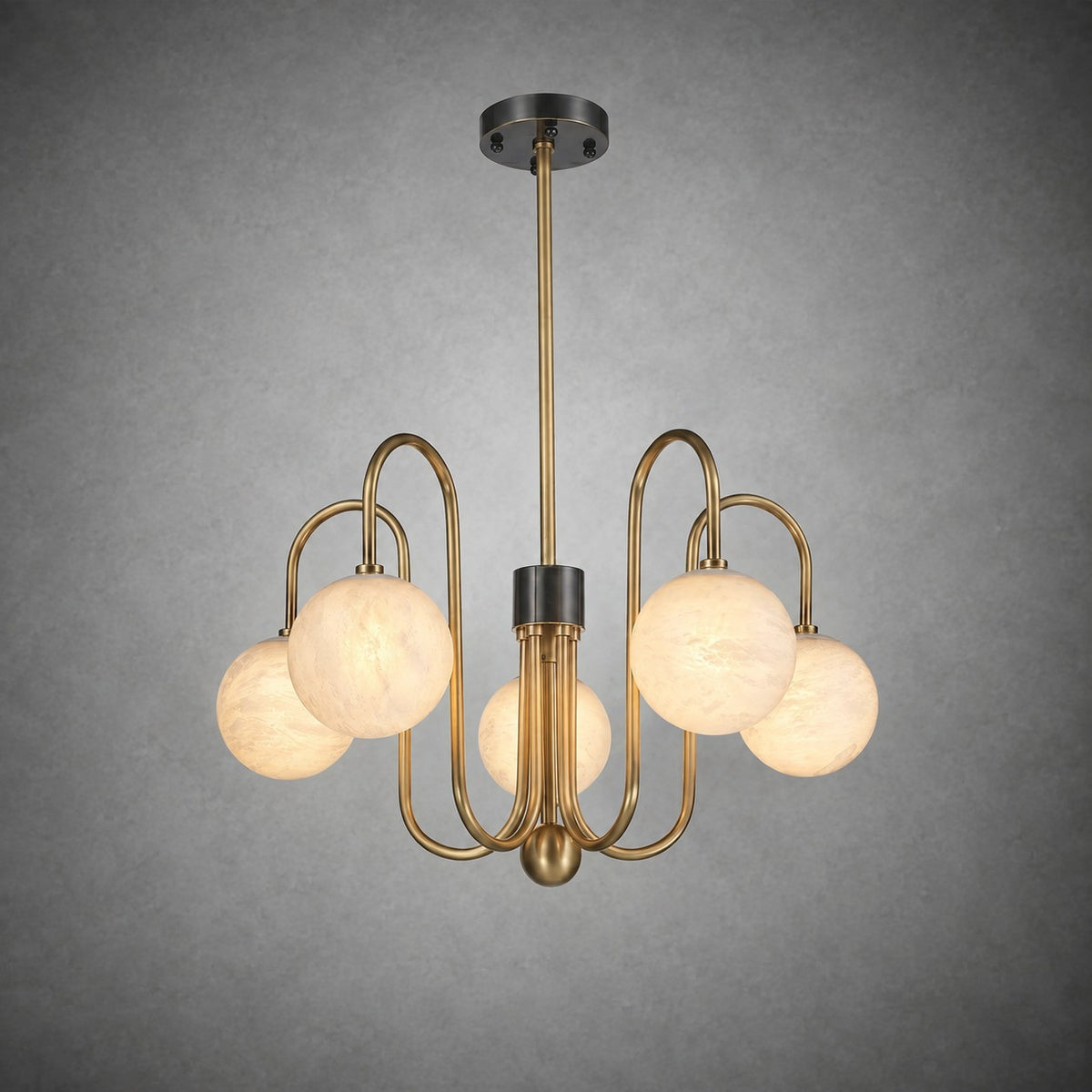 Brass Arc Alabaster Pendant Light