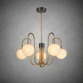 Brass Arc Alabaster Pendant Light