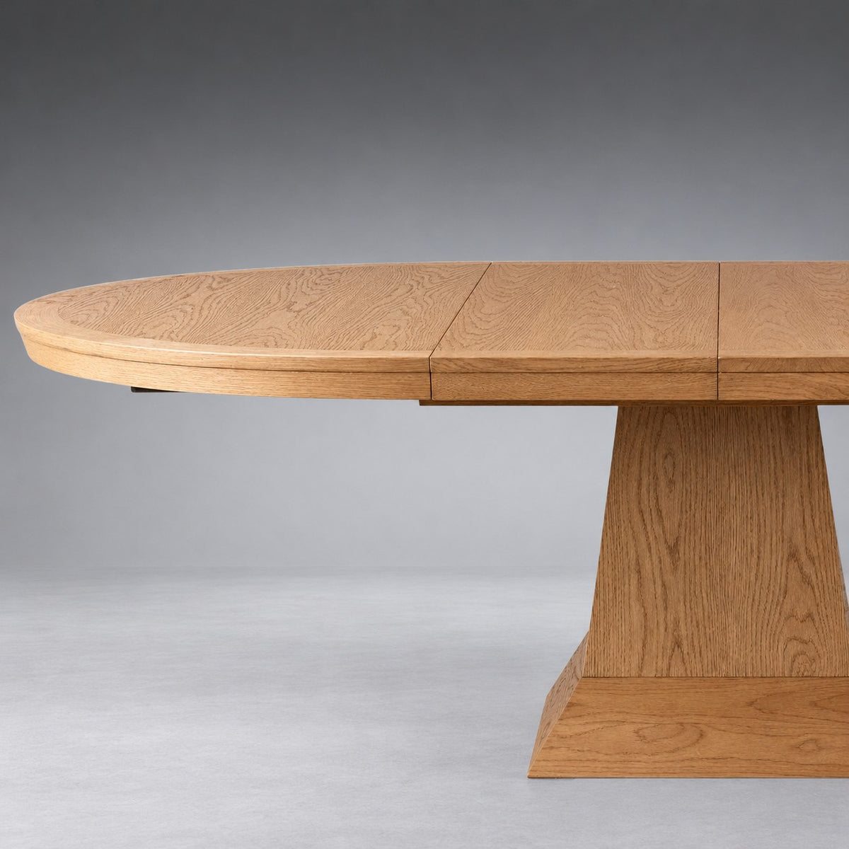 Round Oak Extension Dining Table with Leaves