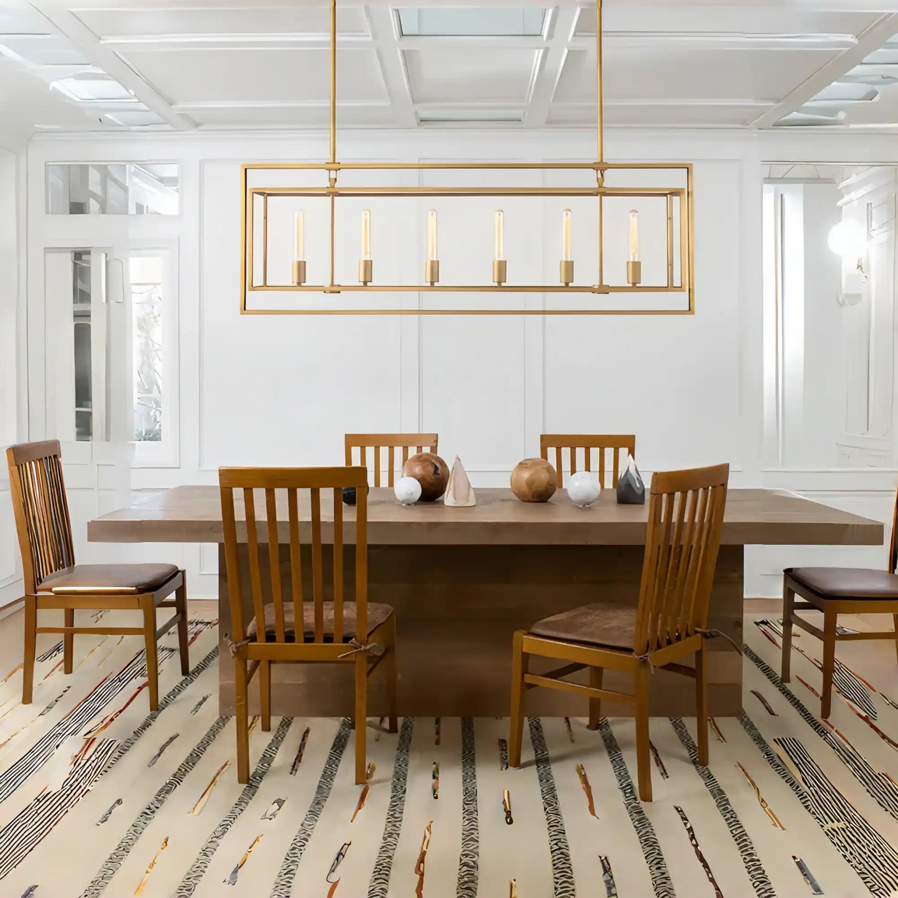 Becker Glass Retangular Chandelier for Living Room, Dining Table-Chandelier-Merlin Lamps-Lacquer Brass-Retangular-54''-merlinlamps